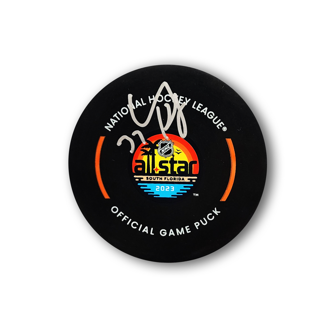 Connor Hellebuyck 2023 NHL All Star Western Conference Autographed Official Hockey Puck