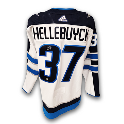 Connor Hellebuyck Autographed Winnipeg Jets Away Adidas Jersey