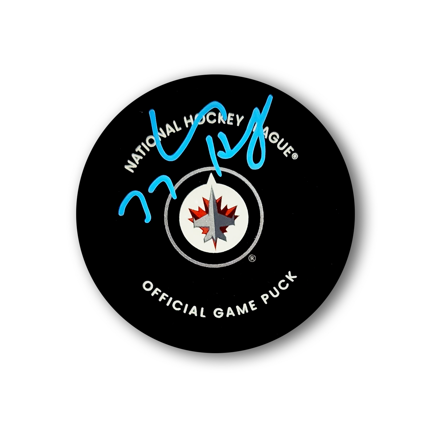 Connor Hellebuyck Winnipeg Jets Autographed Official Hockey Puck