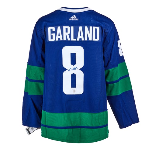 Conor Garland Vancouver Canucks Signed Stick Logo Alt Adidas Jersey