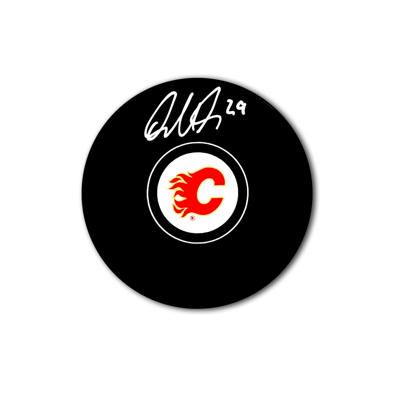 Dillon Dube Calgary Flames Autographed Hockey Puck