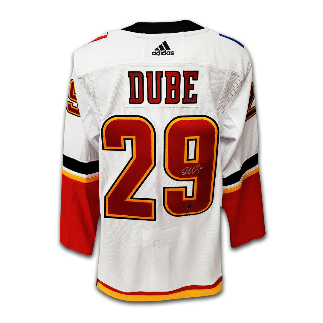 Dillon Dube Calgary Flames White Away Adidas Jersey (2017-2020)