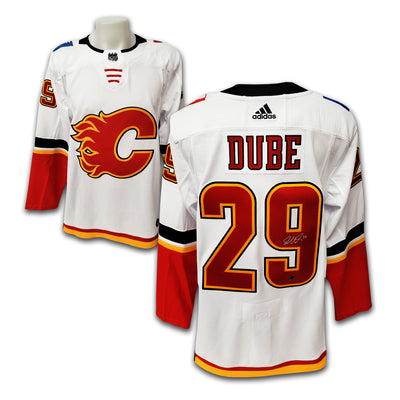 Dillon Dube Calgary Flames White Away Adidas Jersey (2017-2020)