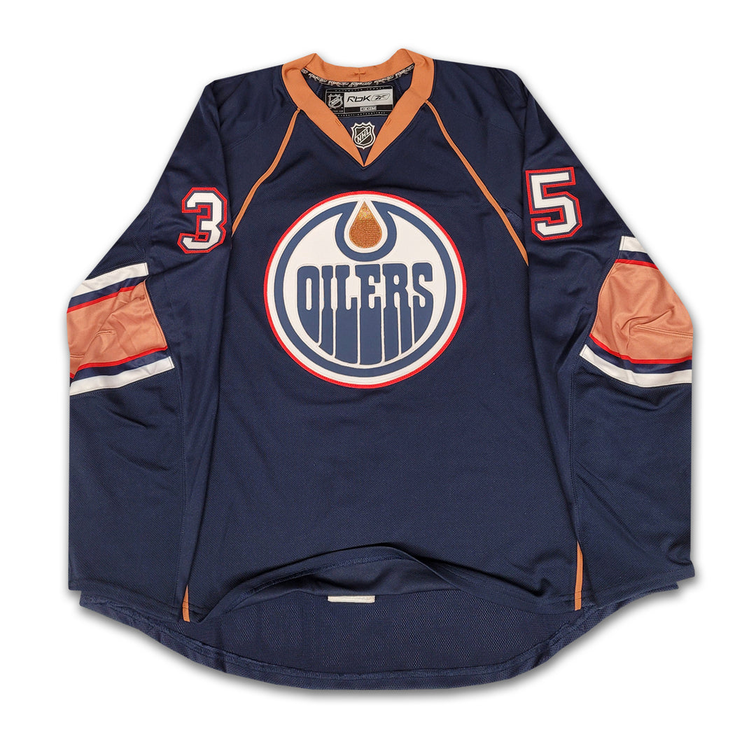 Dwayne Roloson Edmonton Oilers Navy Reebok Authentic Jersey – East