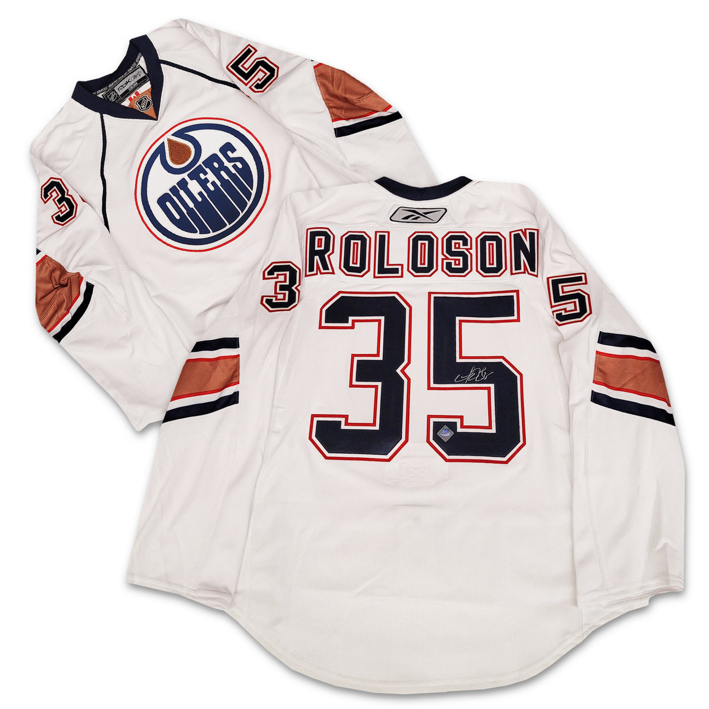 Dwayne Roloson Edmonton Oilers White Reebok Authentic Jersey
