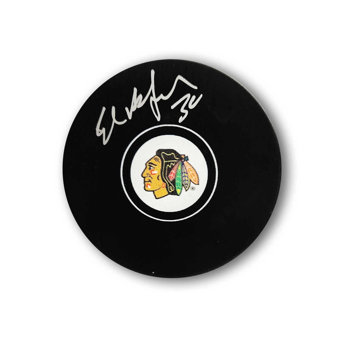Ed Belfour Autographed Chicago Black Hawks Hockey Puck