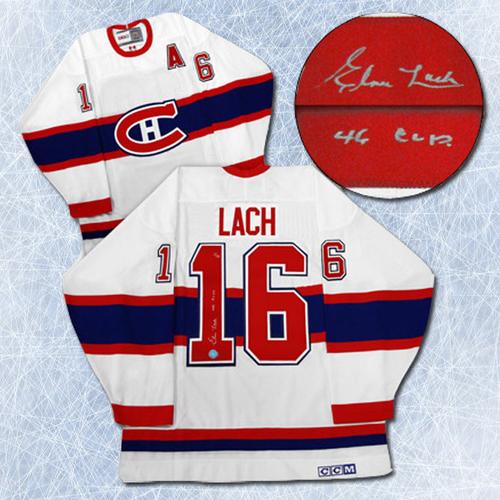 Elmer Lach Montreal Canadiens Signed & Dated 1946 Cup Vintage CCM Jersey #/46