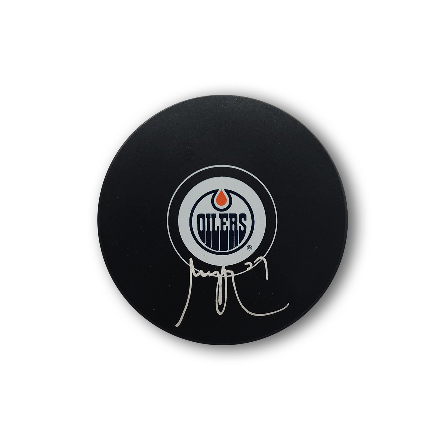 Georges Laraque Autographed Edmonton Oilers Hockey Puck