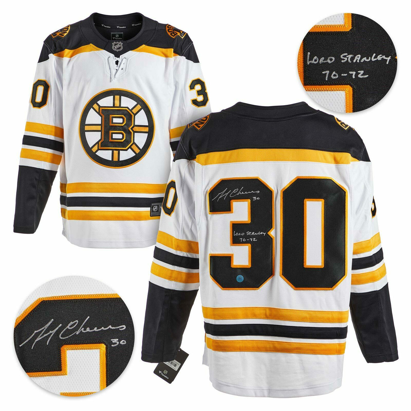 Gerry Cheevers Boston Bruins Autographed White Fanatics Jersey