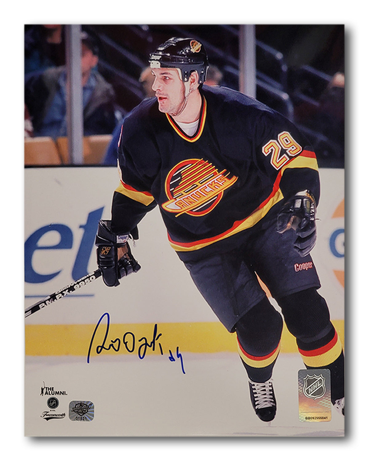 Gino Odjick Vancouver Canucks Flying Skate Autographed 8x10 Photo (Skating Close Up)