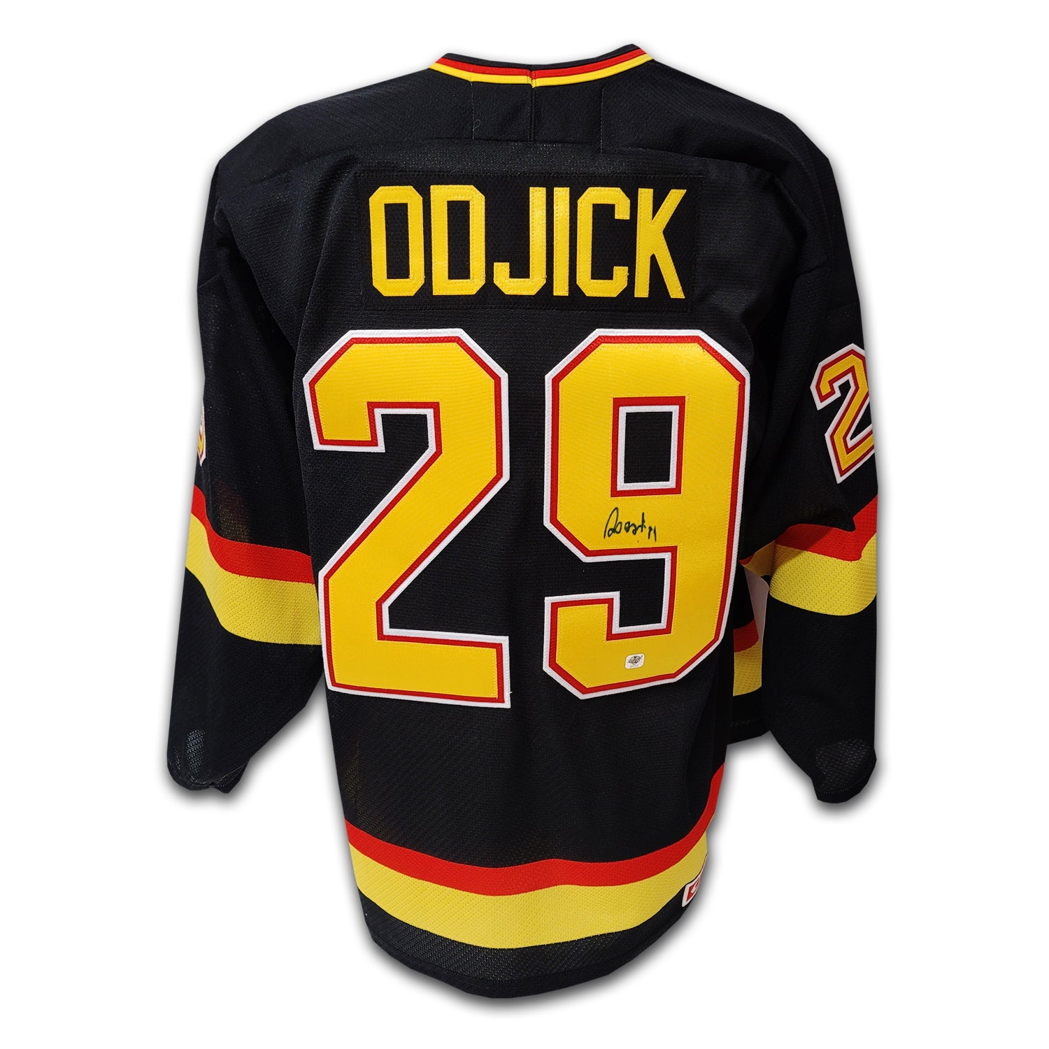 Gino Odjick Vancovuer Canucks Black Flying Skate CCM Jersey East Coast Sports Collectibles