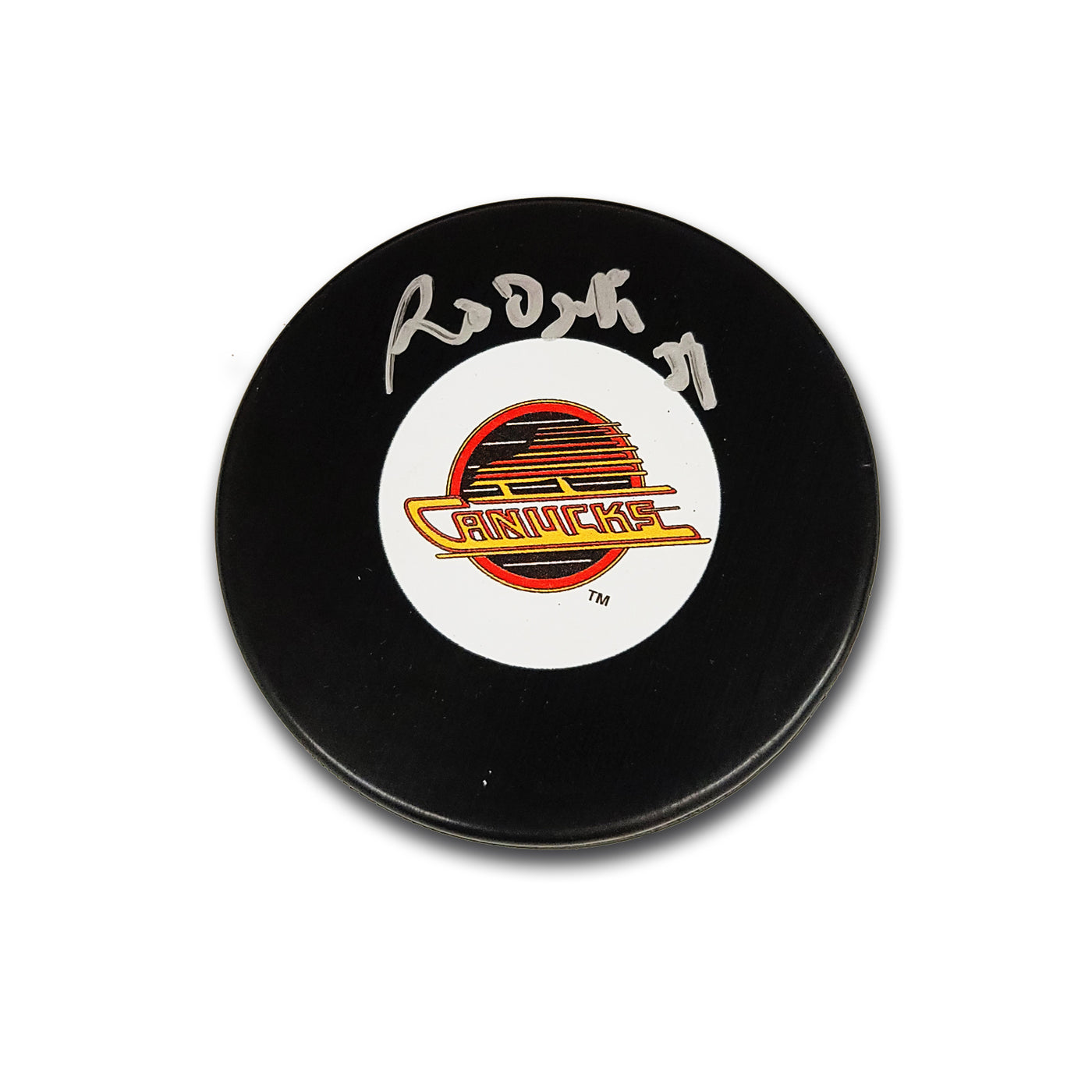 Gino Odjick Vancouver Canucks Flying Skate Autographed Hockey Puck