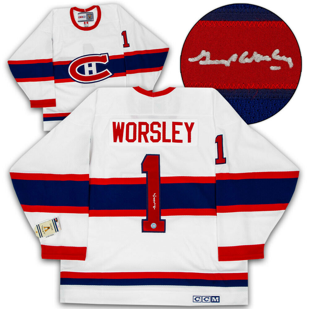 Gump Worsley Montreal Canadiens Autographed White CCM Jersey