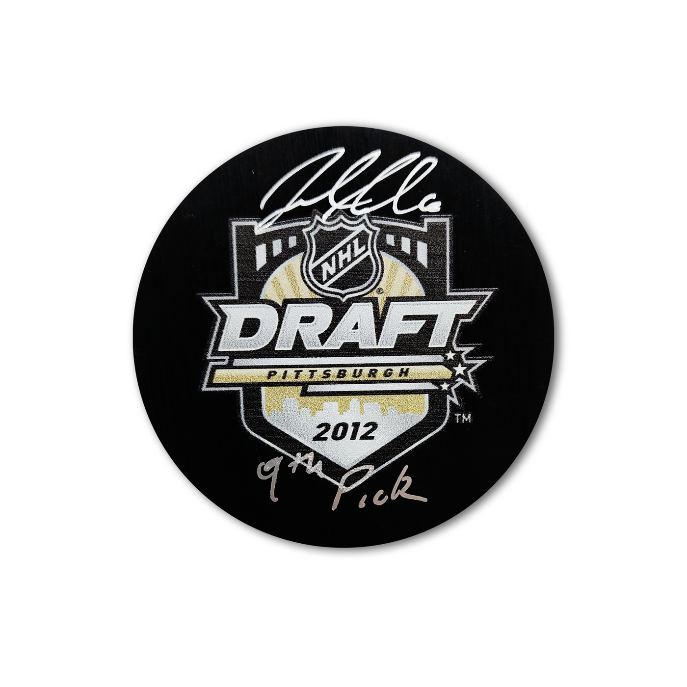 Jacob Trouba Autographed 2012 NHL Draft Hockey Puck Inscribed 9th Pick