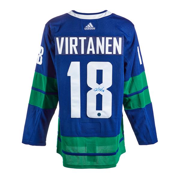Jake Virtanen Vancouver Canucks Signed Stick Logo Alt Adidas Jersey