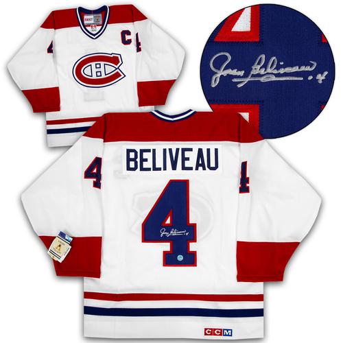 Jean Beliveau Montreal Canadiens Signed White Vintage CCM Jersey