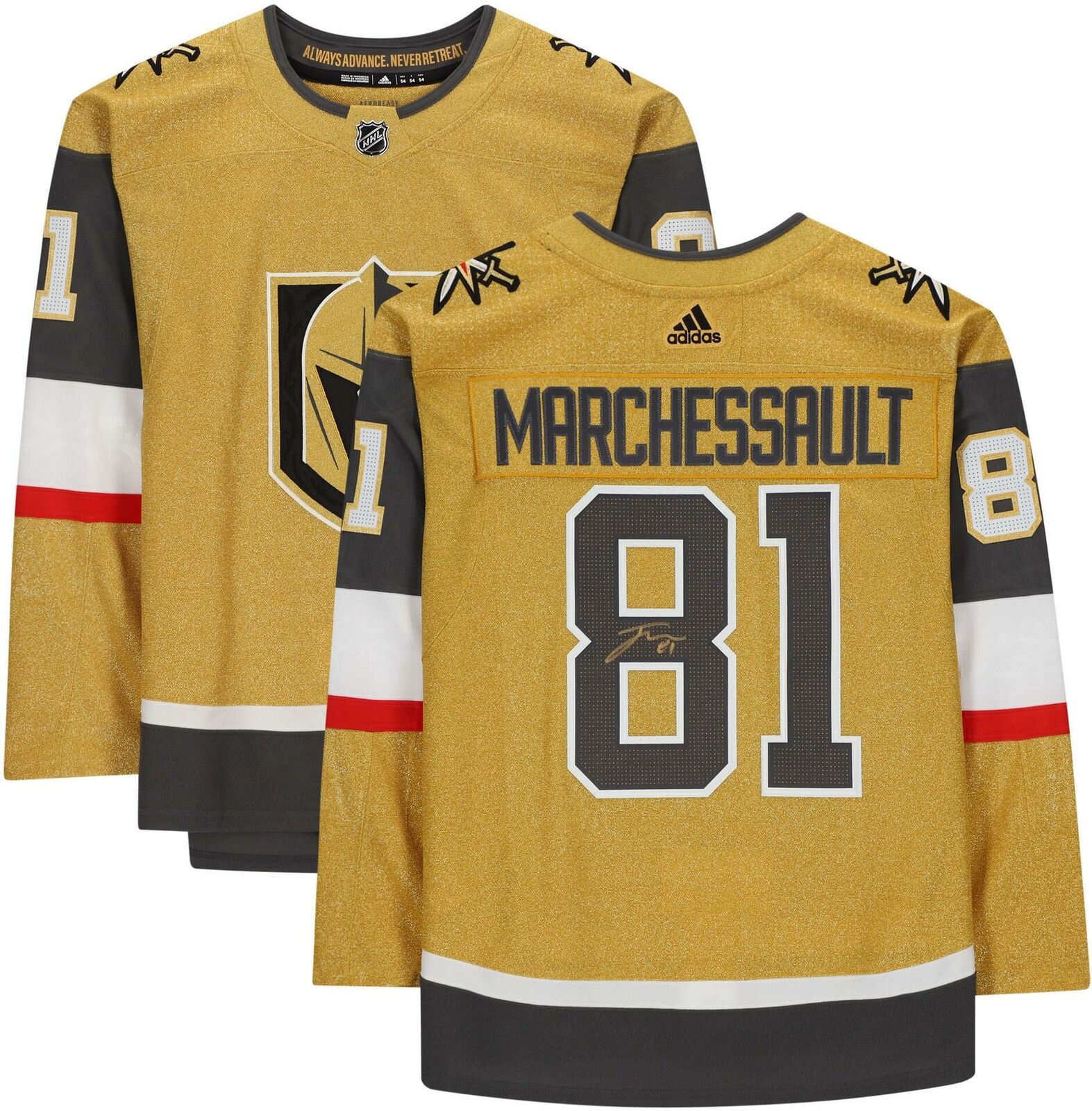 Jonathan Marchessault Vegas Golden Knights Gold Third Adidas Jersey East Coast Sports Collectibles