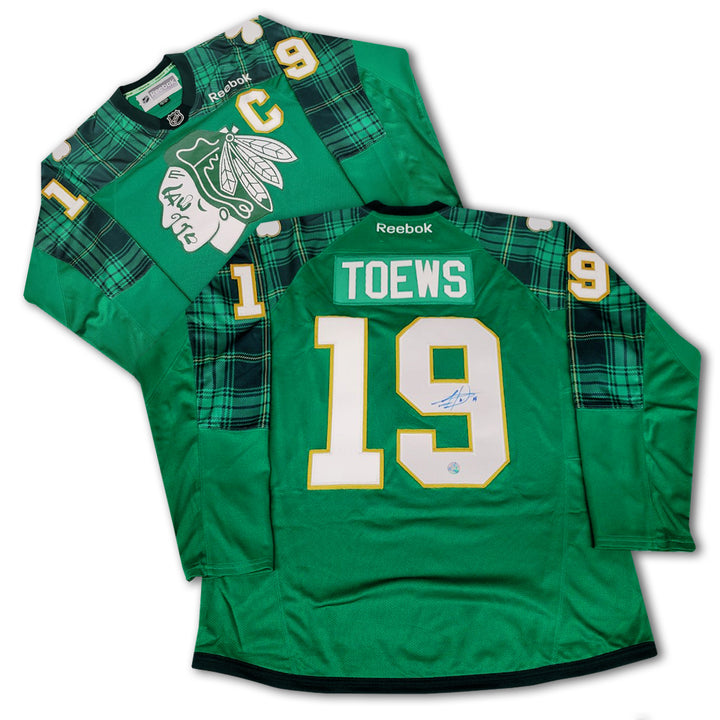 Jonathan Toews Chicago Black Hawks 2016 St Patrick's Autographed Reebok Jersey