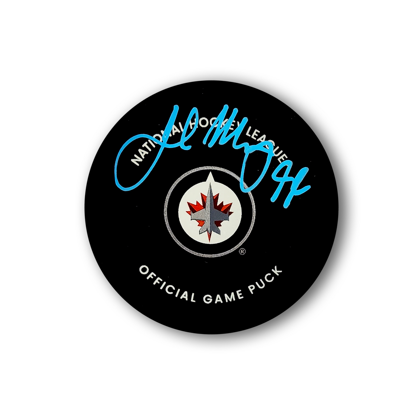 Josh Morrissey Winnipeg Jets Autographed Official Hockey Puck (Blue)