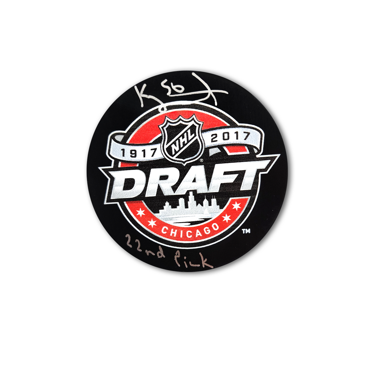 Kailer Yamamoto Autographed 2017 NHL Draft Puck Hockey Puck Inscribed 22nd Pick
