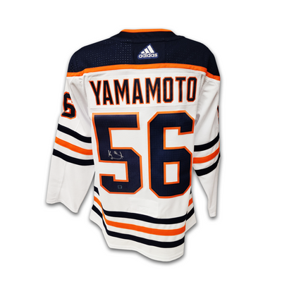 Kailer Yamamoto Autographed Edmonton Oilers Away 2017-2022 Adidas Jersey