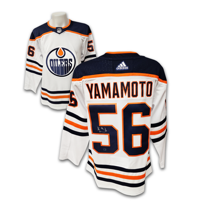 Kailer Yamamoto Autographed Edmonton Oilers Away 2017-2022 Adidas Jersey