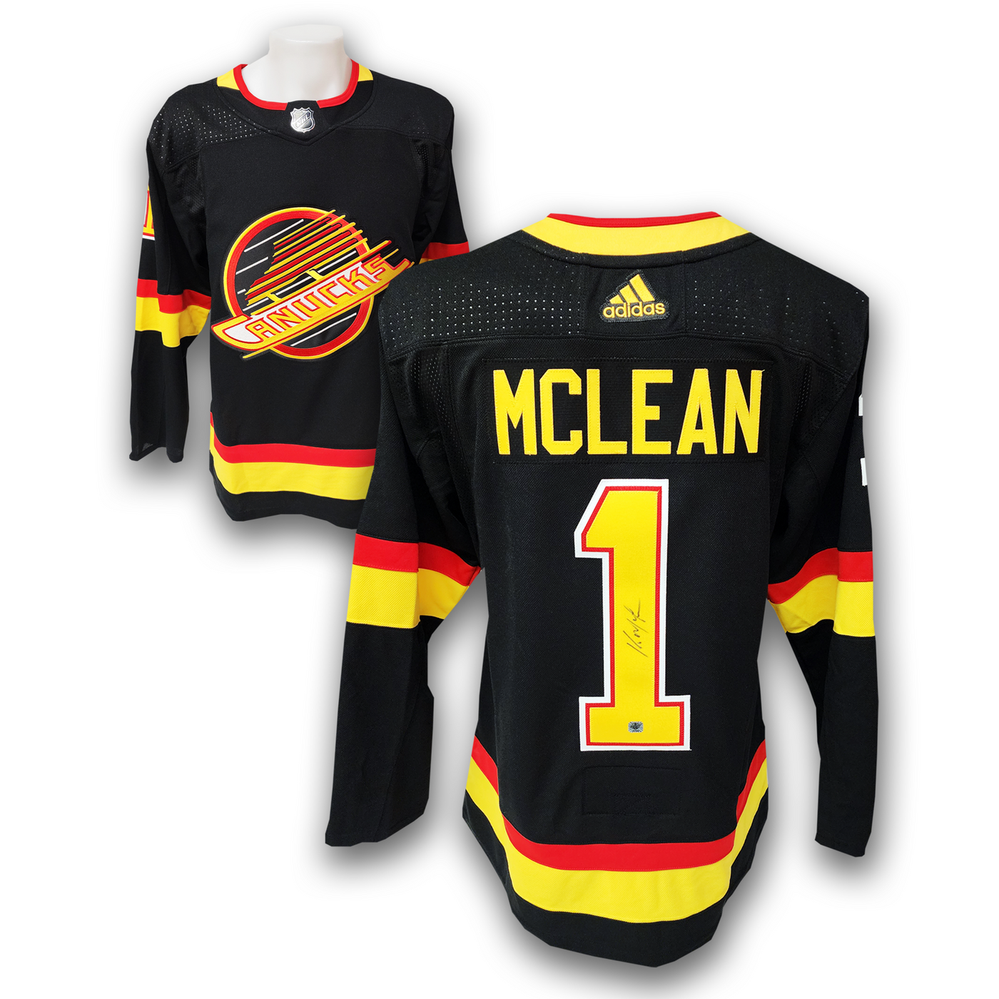 Kirk McLean Vancouver Canucks Black Flying Skate Adidas Jersey