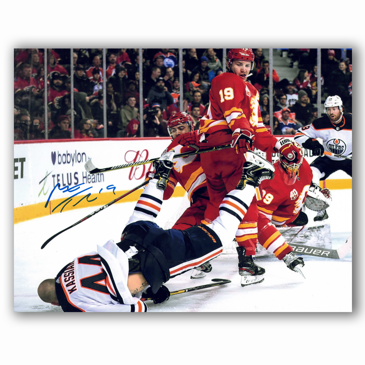 Matthew Tkachuk Calgary Flames Slamming Zack Kassian Autographed 8x10 Photo