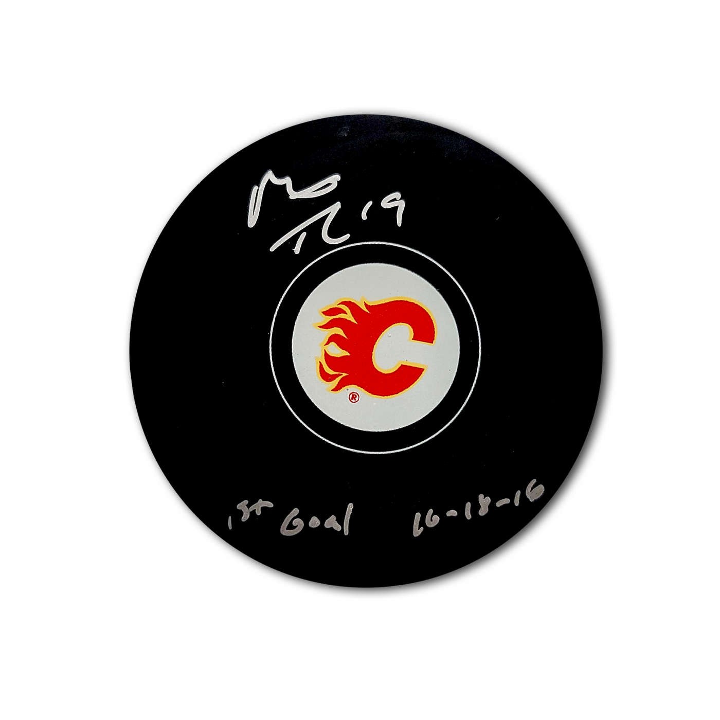 Matthew Tkachuk Calgary Flames Autographed Hockey Puck Inscribed 1st Goal