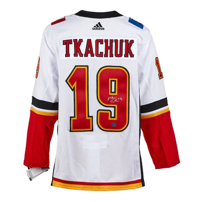 Matthew Tkachuk Calgary Flames Signed White Rookie Logo Adidas Jersey