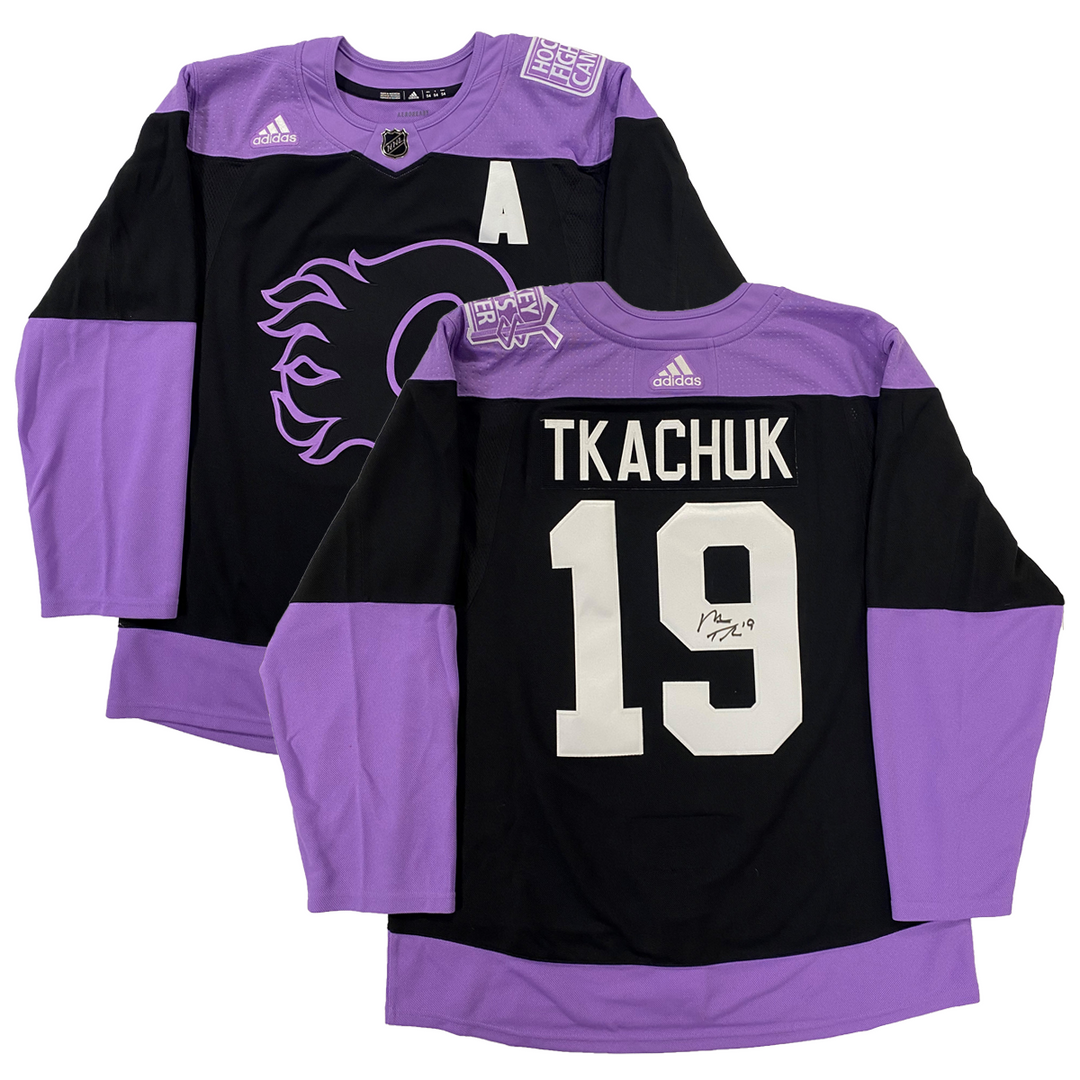 Matthew Tkachuk Calgary Flames Hockey Fights Cancer Black Adidas Jersey