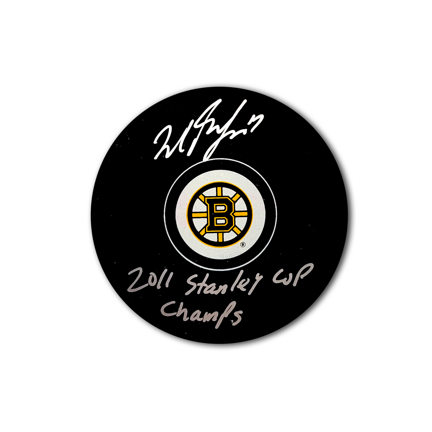 Milan Lucic Boston Bruins Autographed Hockey Puck Inscribed 2011 Stanley Cup Champs