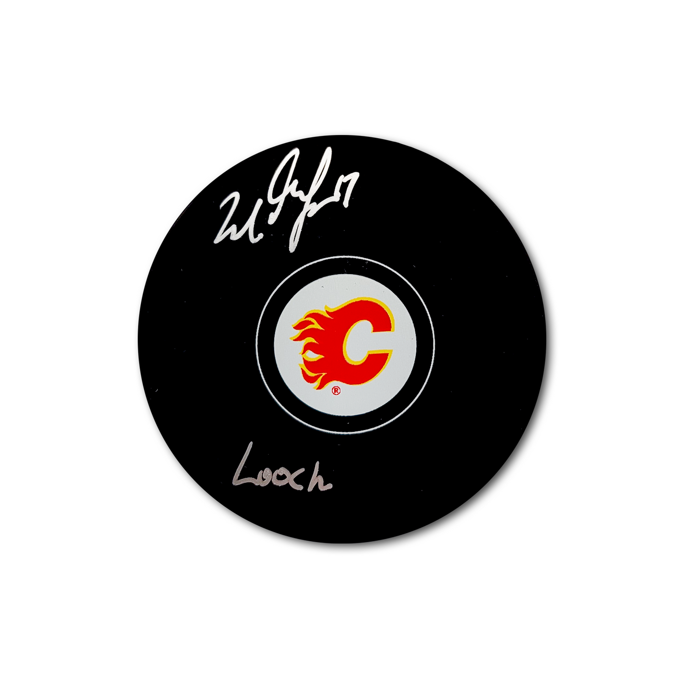 Milan Lucic Calgary Flames Autographed Hockey Puck Inscribed Looch