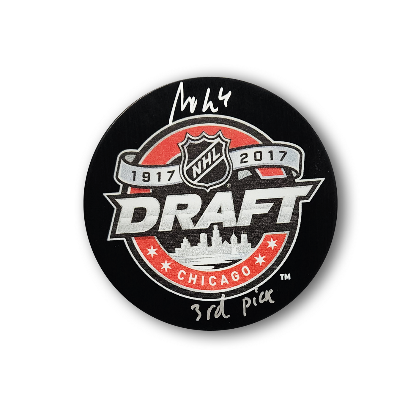 Miro Heiskanen Autographed 2017 NHL Draft Hockey Puck Inscribed 3rd Pick