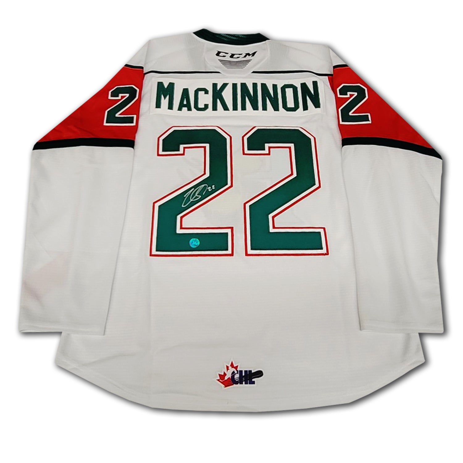 Nathan Mackinnon Halifax Moose Heads Autographed White CCM Jersey East Coast Sports Collectibles