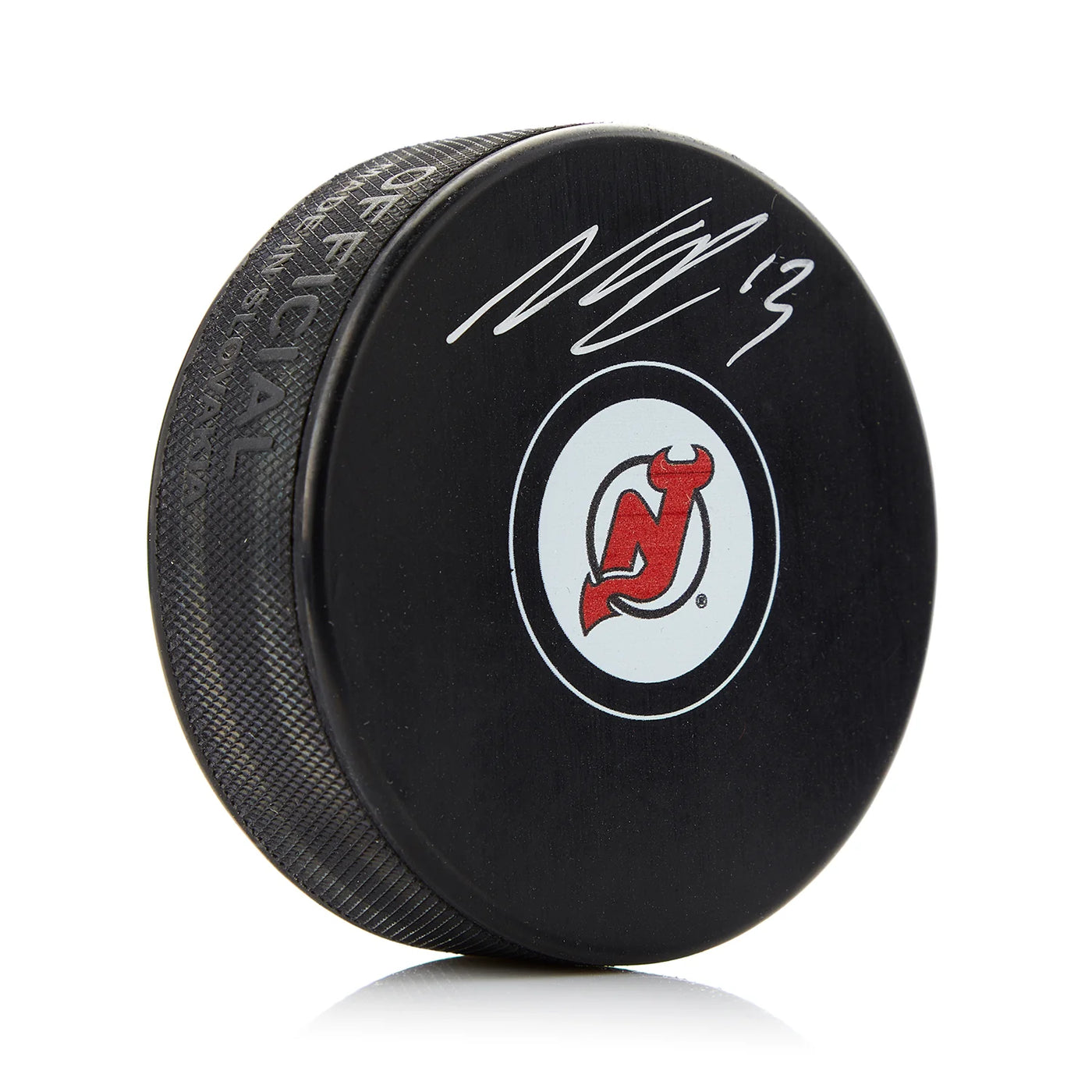 Nico Hischier Autographed New Jersey Devils Hockey Puck