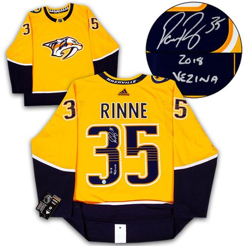 Pekka Rinne Nashville Predators Signed with 2018 Vezina Note Adidas Jersey