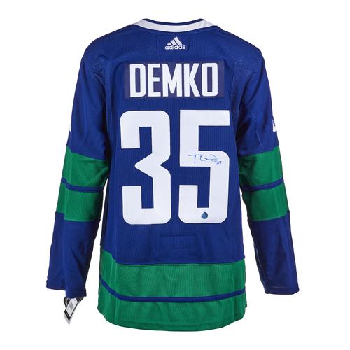 Thatcher Demko Vancouver Canucks Signed Stick Logo Alt Adidas Jersey